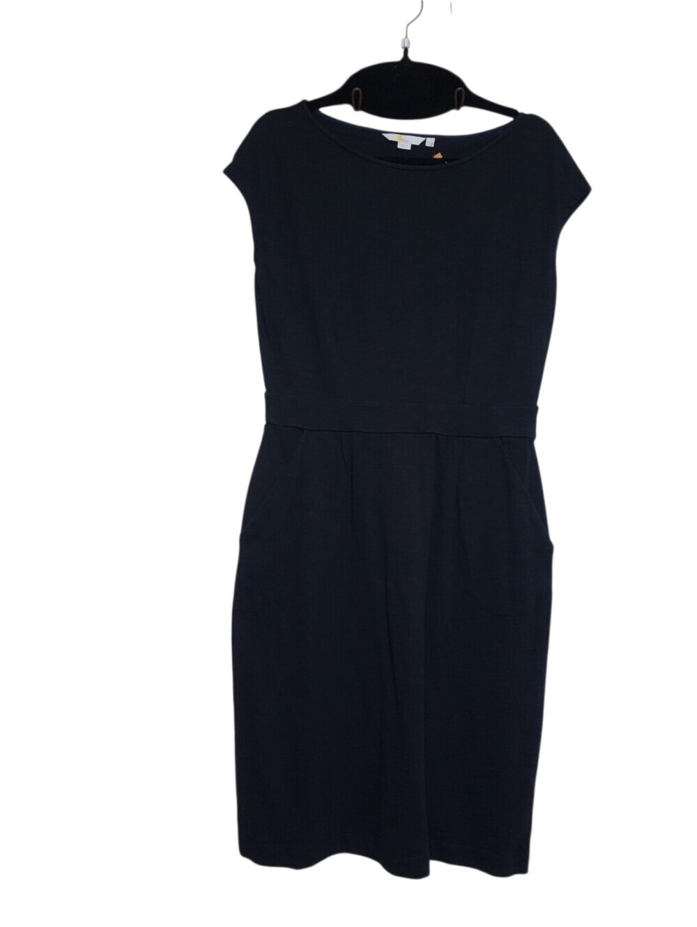 Boden Black Cotton Dress With Pockets Size 12 Casual Comfort Basic Closet Staple